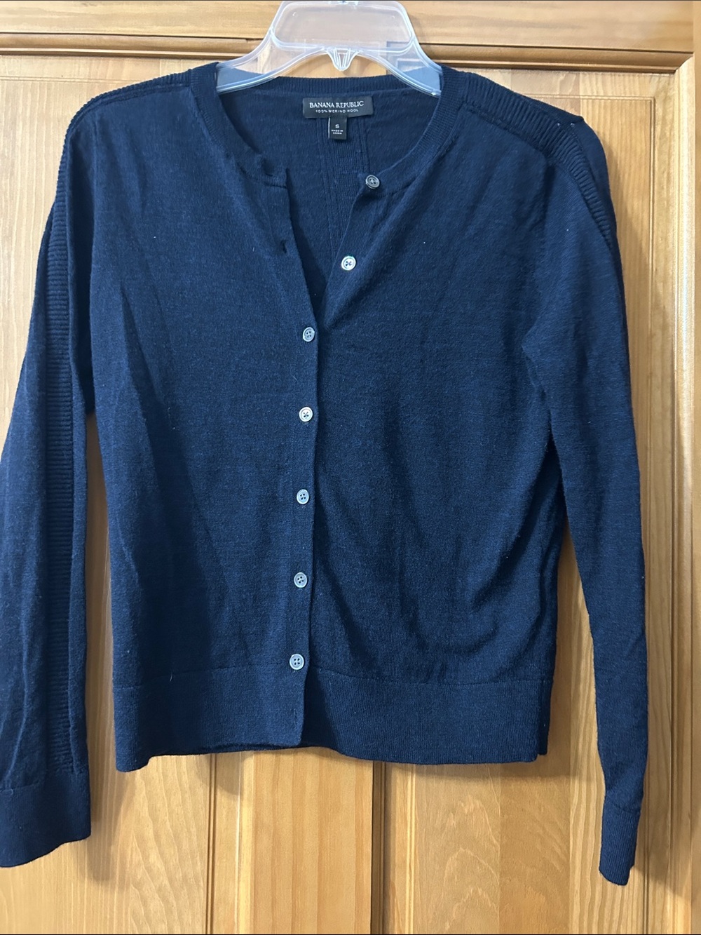 Banana Republic Women's Dark Navy Button-Front Cardigan Marino wool